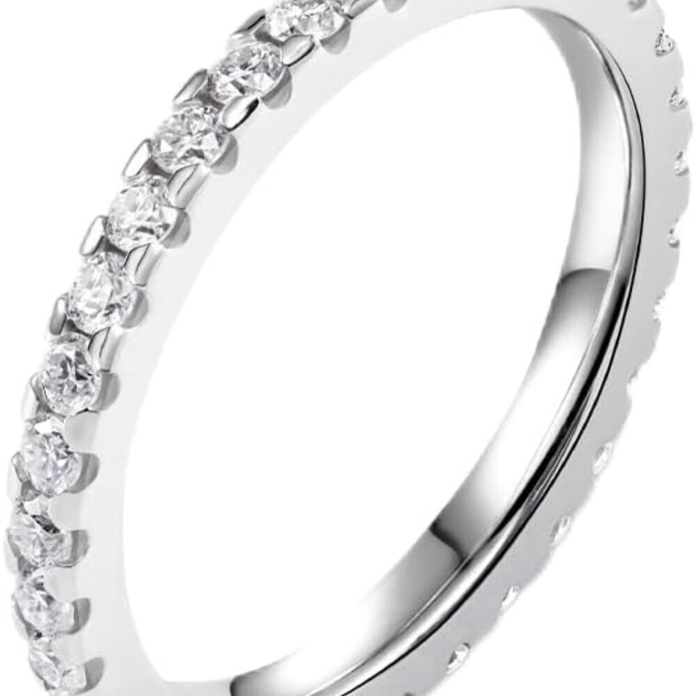 Sterling Silver Moissanite Stackable Ring 2mm Gif… - image 1